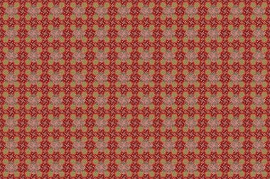 Kahverengi, bej ve kırmızı güller. Raster Çiçeksiz desen.