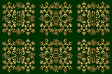 Yeşil arka planda altın desen. Soyut raster elementleri ile lüks altın pürüzsüz desen.