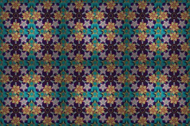 Noel aromalı kar taneleri pürüzsüz desenlidir. Raster illüstrasyonu. Mor, pembe ve mavi simli kar taneleri. Sembol bayramı, yeni yıl 2021 kutlaması. Kış kar tasarımı duvar kağıdı.