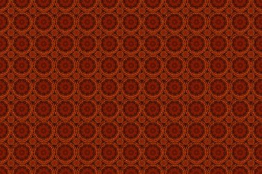 Tasarım, tekstil ya da kumaş için siyah, kırmızı ve turuncu renklerde raster dikişsiz çiçek deseni. Raster illüstrasyonu.