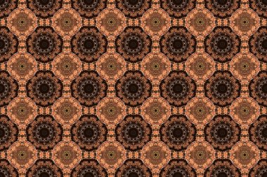 Duvar kâğıdı barok, İspanyol kumaşı. Çiçeksiz desen. Siyah, turuncu ve kahverengi süs. Kusursuz arkaplan.