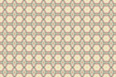Soyut çiçekli kraliyet duvar kağıdı. Şam, sarı, bej ve pembe renklerde, dikişsiz çiçek deseni. Raster tarzı bir süs..