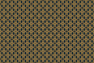 Mavi ve altın rengi geometrik raster pürüzsüz desen, soyut arkaplan.