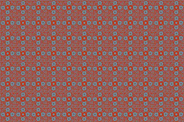 Kesişen kıvrımlı zarif stilize yapraklar ve parşömenler soyut bir çiçek süsü oluşturuyorlar. Soyut, soyut, kırmızı, turuncu ve mavi renklerde desenler. Arabesk.