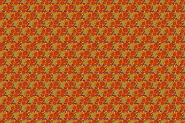 Raster Çiçeksiz desen. Kırmızı, turuncu ve kahverengi güllerin arka planı.