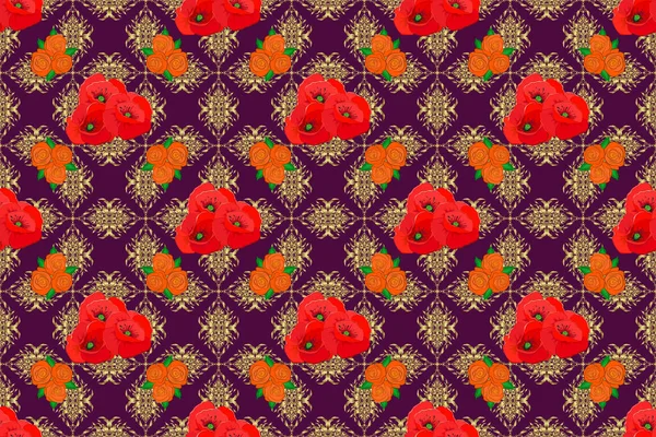Abstract Impressão Floral Bonito Roxo Vermelho Cores Neutras Ilustração Mais — Fotografia de Stock