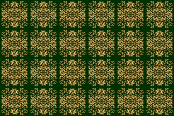 Stars Seamless Pattern Gold Green Retro Background Symbol Holiday Abstract — Stock Photo, Image