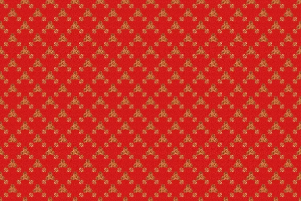 Simple Seamless Pattern Gold Stars Red Background Vintage Ornament Raster — Stock Photo, Image