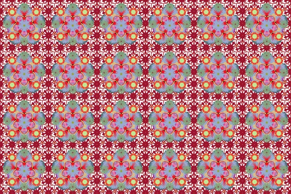 Floral Vintage Nahtlose Muster Roten Weißen Und Grünen Farben Raster — Stockfoto