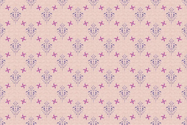 Vintage seamless pattern in violet and magenta colors. Seamless background. Elegant raster damask wallpaper.