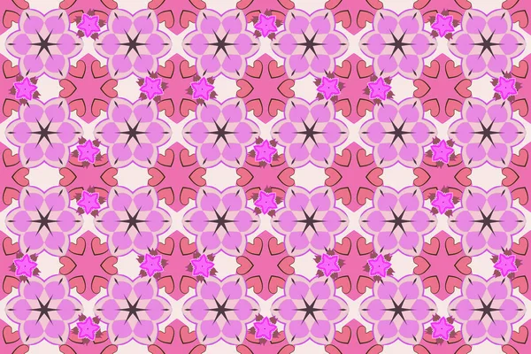 Raster Violet Pink Magenta Texture Motley Lines Grids Seamless Pattern — Stock Photo, Image