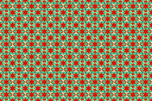 Γεωμετρικό Επαναλαμβανόμενο Στολίδι Ράστερ Πράσινα Κόκκινα Και Πορτοκαλί Στοιχεία Απρόσκοπτη — Φωτογραφία Αρχείου