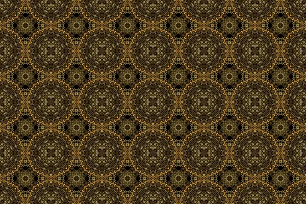 Seamless Pattern Victorian Style Black Background Luxury Floral Frames Ornate — Stock Photo, Image