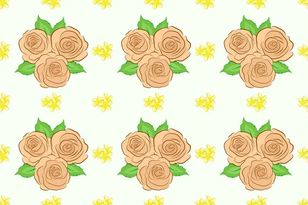 Raster Rose Flower Seamless Pattern Beige Background — Stock Photo, Image