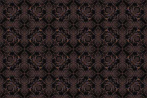 보라색 과검은 광택없는 무늬가 래스터 빈티지 다마스크 — 스톡 사진