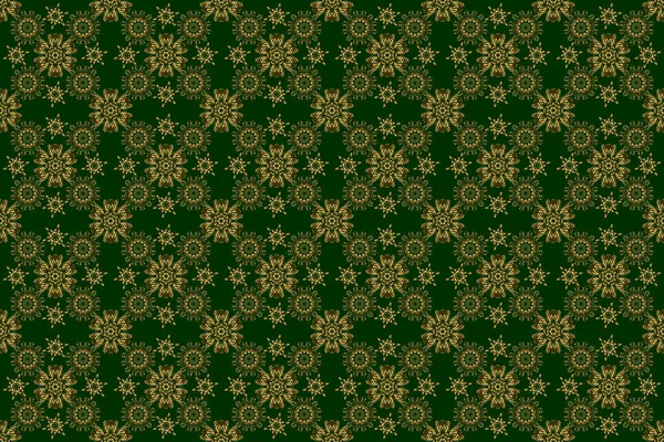 Ornamento Orientação Tradicional Fundo Verde Padrão Dourado Raster Clássico Sem — Fotografia de Stock