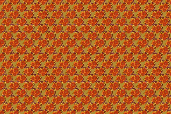 Raster Floral Seamless Pattern Background Red Orange Brown Painted Roses — Stock Photo, Image