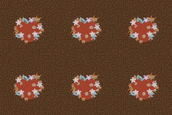 Motley Roses Band Flowers Seamless Floral Pattern Blue Brown Orange — Stock Photo, Image