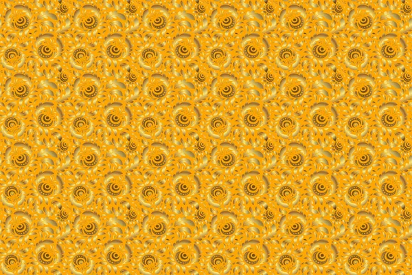 Raster Złoty Wzór Bez Szwu Tekstura Złotych Elementów Żółtym Tle — Zdjęcie stockowe