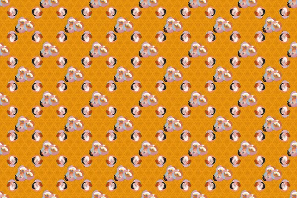 Modern Flower Pattern Royal Flower Colored Orient Pattern Orange Yellow — Stock Photo, Image