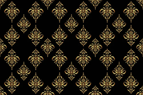 Padrão Sem Costura Vintage Dourado Fundo Preto Textura Dourada Abstrato — Fotografia de Stock