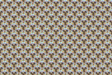 Kahverengi, sarı ve gri renklerde suluboya efektli tropikal amber çiçeklerinin pürüzsüz deseni.