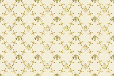 Retro altın pürüzsüz desen. Viktorya tarzı dekorasyon için klasik Altın Parşömenler. Bej arkaplan üzerinde İş Kartları, Davetiyeler ve Çerçeveler İçin Altın Elementlere sahip Raster Tasarımı