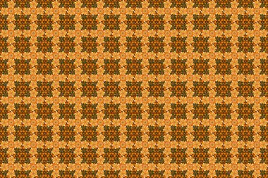 Pek çok çiçek desenli desenli kumaş. Turuncu, mavi ve sarı renklerde kusursuz çiçek deseni.