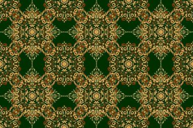Kusursuz desen. Yeşil ve altın renkli süsler..