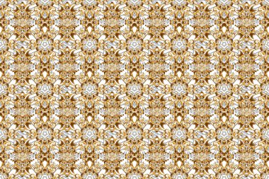 Arkaplanda parlak bir arkaplan çizimi. Raster kusursuz altın Noel süsü deseni.