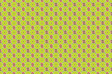 Küçük çiçekte desenli sevimli çiçek deseni var. Soyut biçimlendirilmiş, kahverengi, sarı ve yeşil çiçekler..