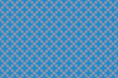 Klasik mavi ve gri dikişsiz desen, soyut süs brokar kumaş deseni, kumaş, baskı veya ambalaj kağıdı için karışık şekilli elementler..