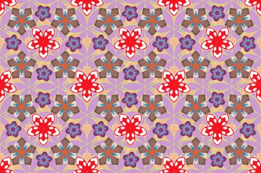 Doğu tarzında bir raster süsü. Metin için tasarım, davetiye kartları, çeşitli baskı sürümleri. Yeşil, kırmızı ve bej elementli kusursuz desen.