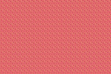 Pembe ve altın renkli tekstil baskısı. İslami raster tasarımı. Kusursuz desenli oryantal süs. Çiçek karoları.