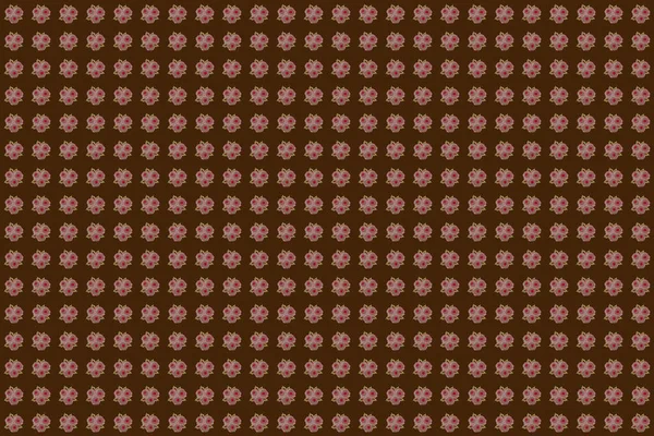 Rastrowa Ilustracja Kwiatowy Bezszwowy Wzór Kolorach Czerwonym Brązowym Beżowym Wzór — Zdjęcie stockowe