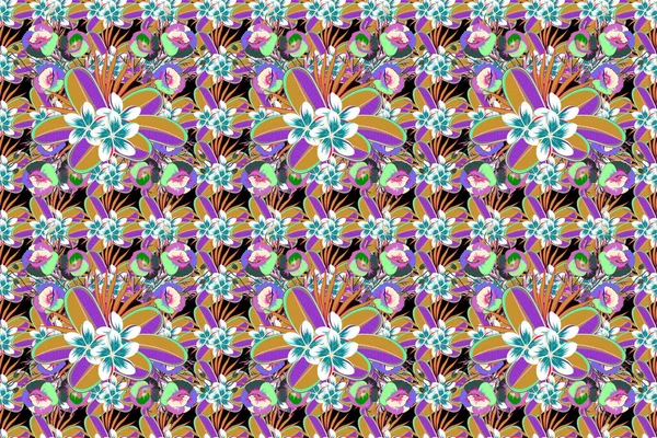 Kunterbuntes Nahtloses Muster Raster Abstrakte Blume Hintergrund Hübscher Floraler Druck — Stockfoto