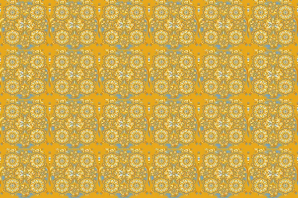 래스터 솔기없는 다마스크 고전적 베이지 노란색 파란색으로 오리엔트 교정기 — 스톡 사진
