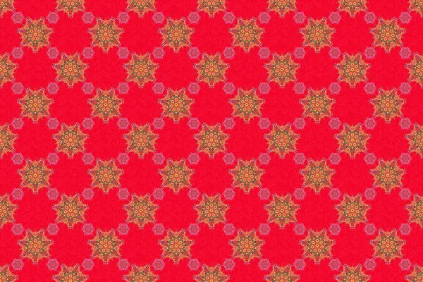 Vintage seamless pattern in green, beige and red colors. Seamless background. Elegant raster damask wallpaper.