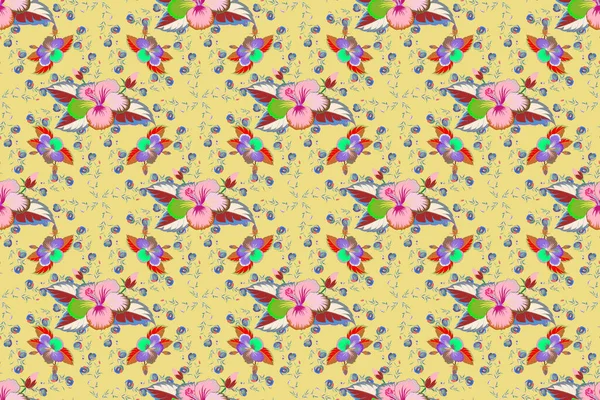 Mehrfarbige Florale Nahtlose Muster Mit Abstrakten Blumen Handzeichnung Mit Aquarell — Stockfoto