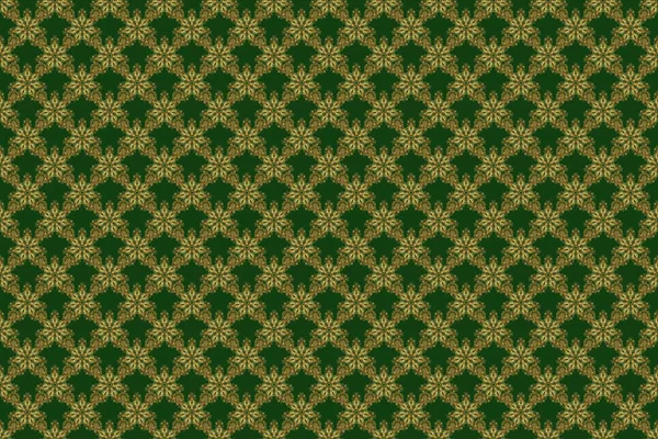 Vintage Groen Gouden Patroon Oosters Raster Klassiek Patroon Abstract Naadloos — Stockfoto
