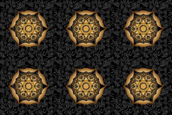 Чорний Фон Золотим Орнаментом Мандала Заснований Давньогрецьких Ісламських Орнаментах Запрошення — стокове фото
