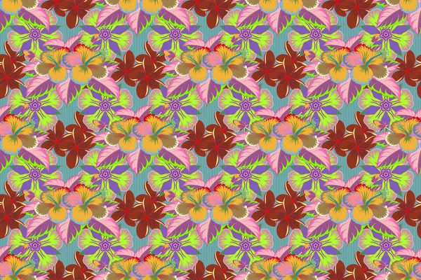 Απρόσκοπτη Floral Pattern Πράσινο Και Ροζ Χρώμα Εικονογράφηση Κορμού — Φωτογραφία Αρχείου