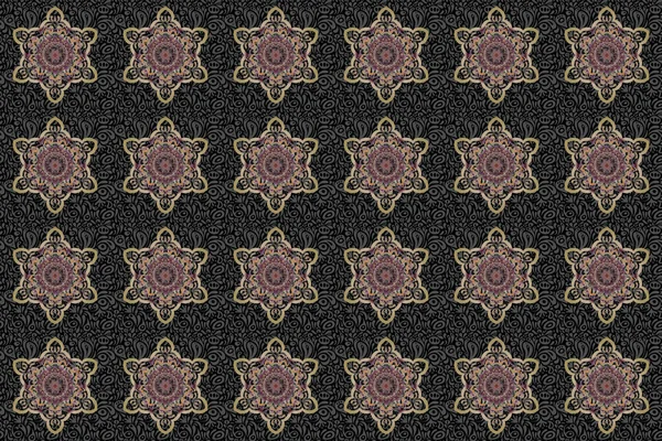 Patrón Sin Costuras Colores Marrón Púrpura Beige Boceto Trama Con — Foto de Stock