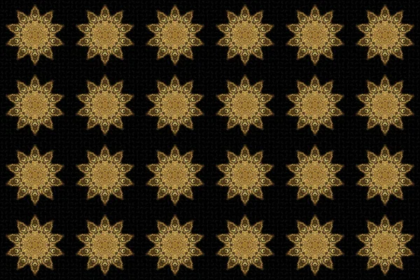 Gold Hochzeit Urlaubskarte Ethnische Beschaffenheit Arabisches Mandala Muster Auf Schwarzem — Stockfoto