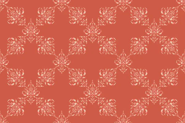 Floral Αδιάλειπτη Μοτίβο Ταπετσαρία Μπαρόκ Νταμασκ Απρόσκοπτη Φόντο Μπεζ Ροζ — Φωτογραφία Αρχείου