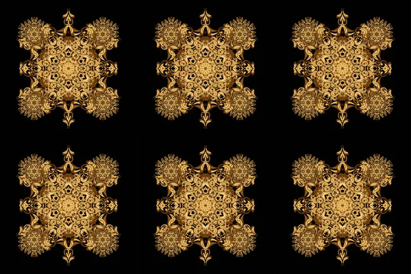 Zlatý Černý Abstraktní Ornamentální Vzor — Stock fotografie