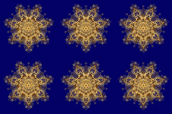 Mavi Arka Planda Izole Edilmiş Altın Soyut Desenli Yapımı Raster — Stok fotoğraf