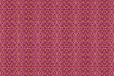 Soyut, pürüzsüz arkaplan, mor ve altın süslemeler, geometrik Fas desenli, dikişsiz desen. Etnik Hint folkloru. Şekillendirilmiş altın yıldızlar, kar taneleri ve ızgaralar.