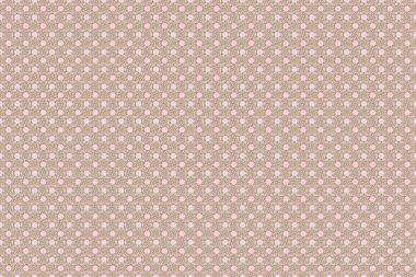 Elle boyanmış, dikişsiz çiçek deseni. Gri, yeşil ve pembe küçük çiçeklerle raster arkaplan.