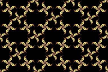 Altın halkalar kusursuz desen. Raster 'ın parlak arka planı. Siyah arka planda soyut altın geometrik modern tasarım. Art deco tarzı. Altın folyonun dokusu.
